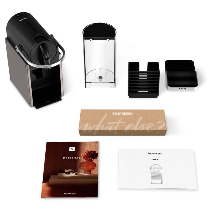 NESPRESSO KRUPS Pixie Machine a café dosette ou capsule, 19 bars, réservoir 0.7 L, Titane YY5290FD