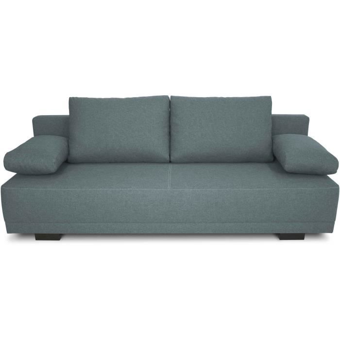 Canapé clic-clac  Tissu Bleu  L 194 x P 80 x H 77 cm  LARA - Fabriqué en Ukraine