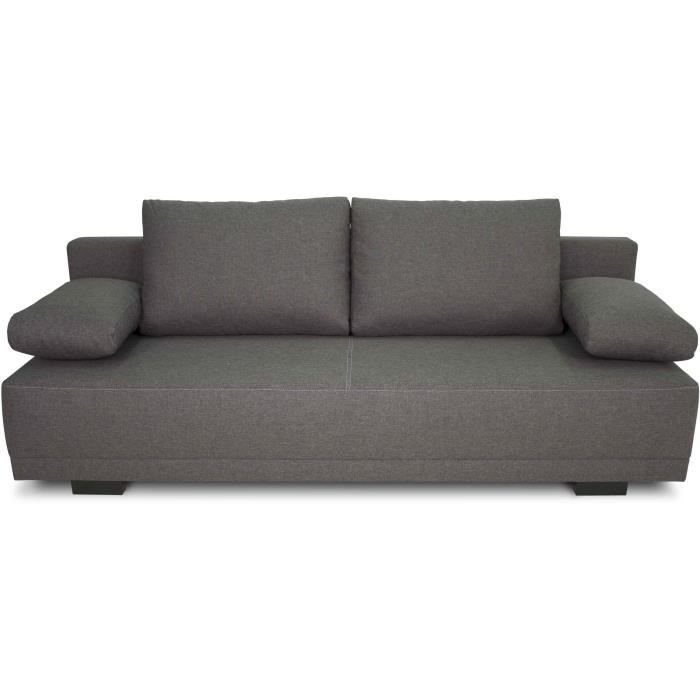 Banquette convertible en Tissu Gris  L 194 x P 80 x H 77 cm  LARA - Fabriqué en Ukraine