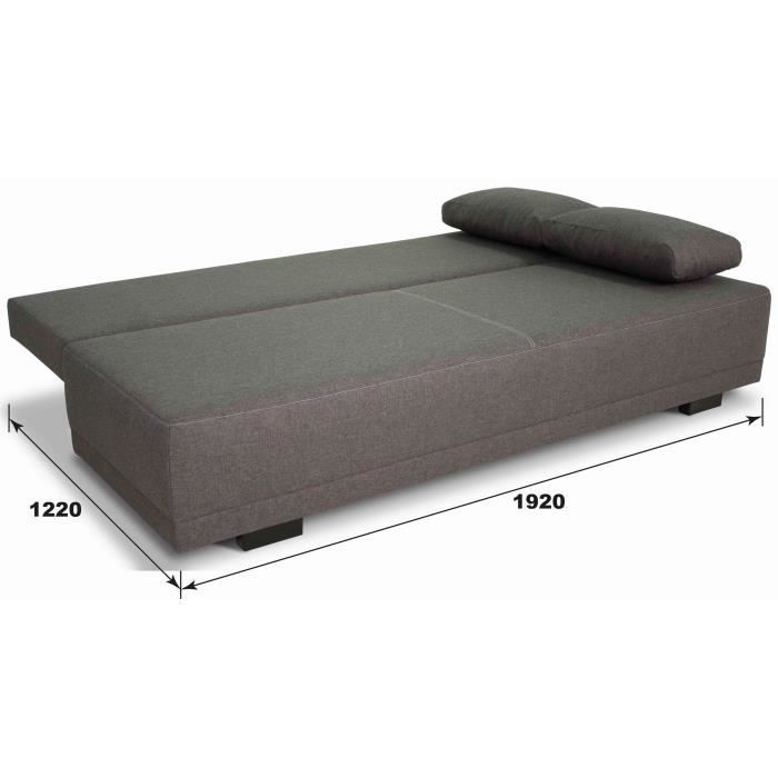 Banquette convertible en Tissu Gris  L 194 x P 80 x H 77 cm  LARA - Fabriqué en Ukraine