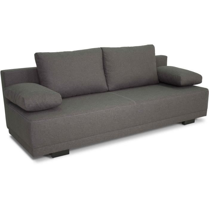 Banquette convertible en Tissu Gris  L 194 x P 80 x H 77 cm  LARA - Fabriqué en Ukraine