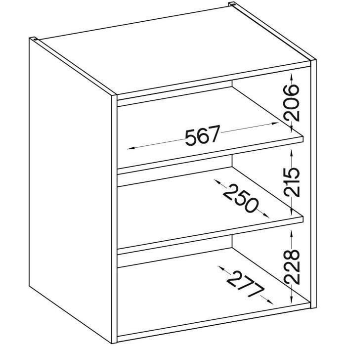 Meuble haut 2 portes battantes - Décor chene sonoma - L 60 cm x P 31,6 x H 72 cm - LASSEN