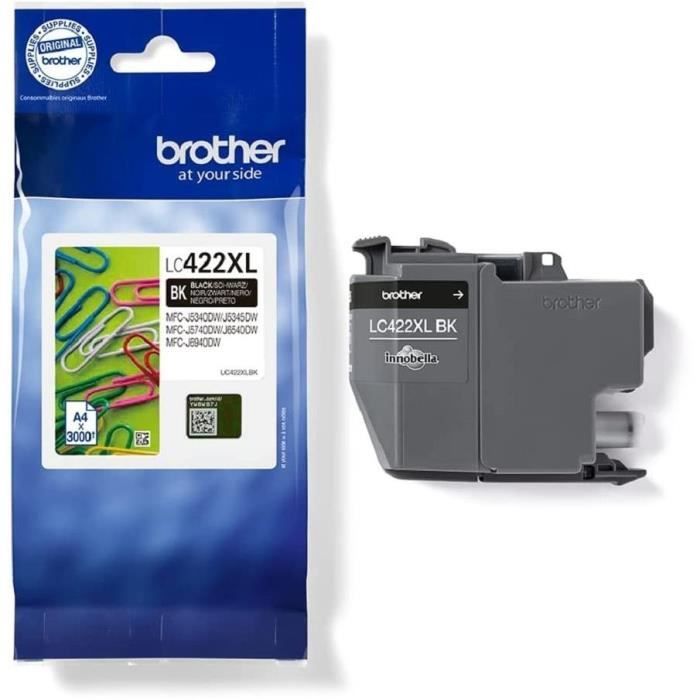 Cartouche LC422XLBK - BROTHER - Noir - 3000p - Pour Business Smart MFC-J5340DW, MFC-J5345DW, MFC-J5740DW, MFC-J6540DW et