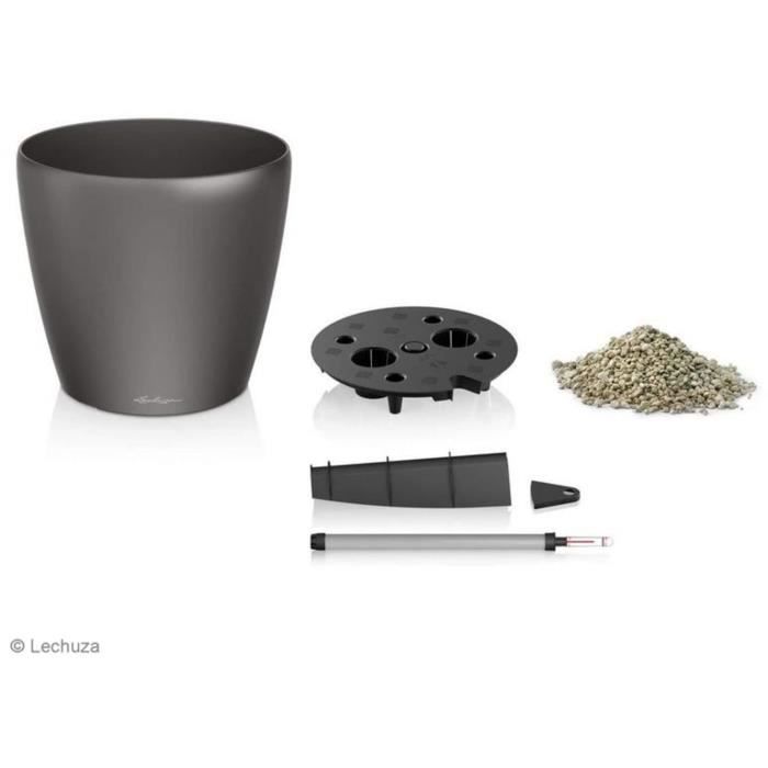 Pot de fleur LECHUZA Classico Premium 60 - kit complet, anthracite métallisé