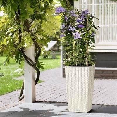 Pot de fleur LECHUZA Cubico Cottage 40 - kit complet, blanc