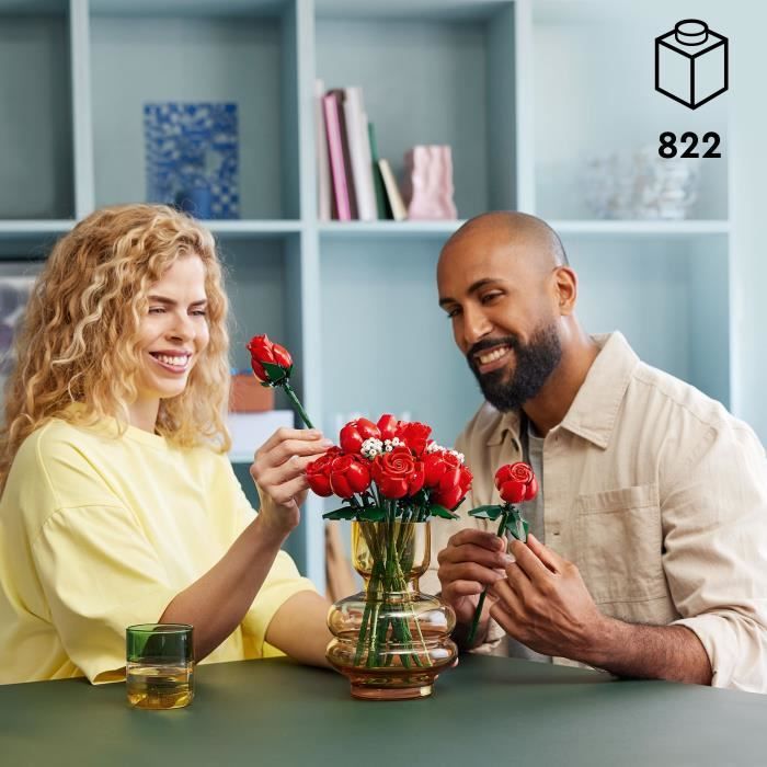 LEGO 10328 Icons Le Bouquet de Roses, Fleurs Artificielles pour Décorer, Cadeau de Saint-Valentin pour Adultes