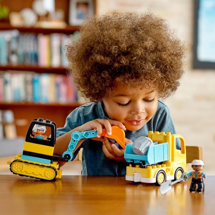 LEGO 10931 DUPLO Le Camion Et La Pelleteuse, Engin de chantier Jouet Pour Les Enfants De 2 ans et +