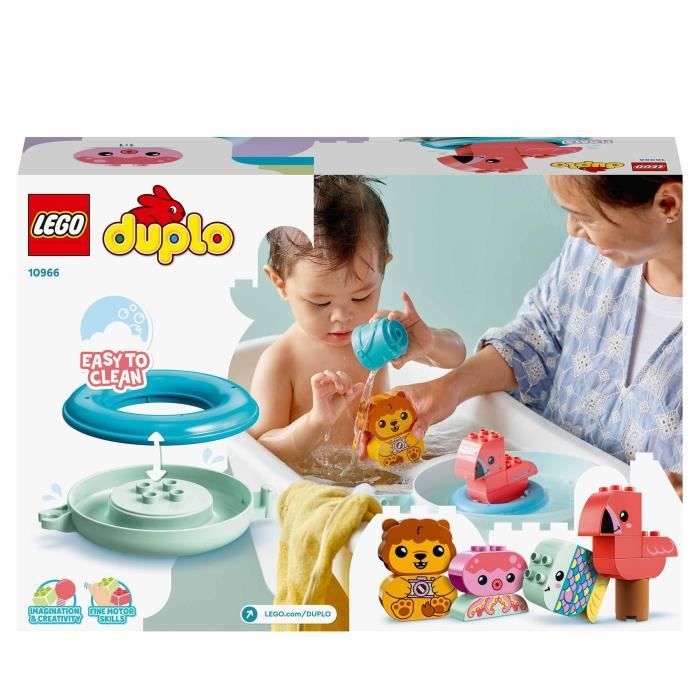 LEGO 10966 DUPLO Jouet de Bain : L'Île Flottante des Animaux, Figurine pour la Baignoire, Jeu d'Éveil, Jouet Bébés 18 Mois et Plus