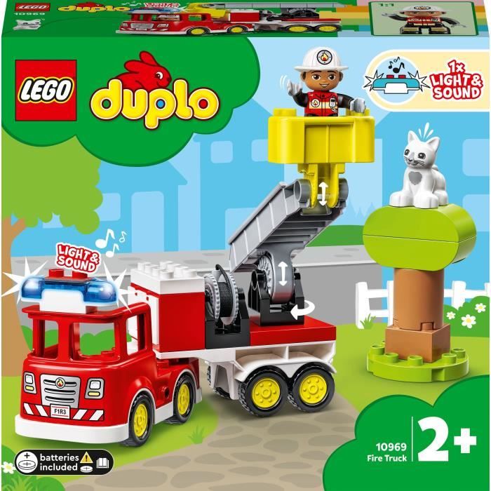 LEGO 10969 DUPLO Town Le Camion de Pompiers, Jouet Éducatif, Figurines, Sauver les Animaux, Jeu Éducatif, Cadeau Enfants Des 2 Ans