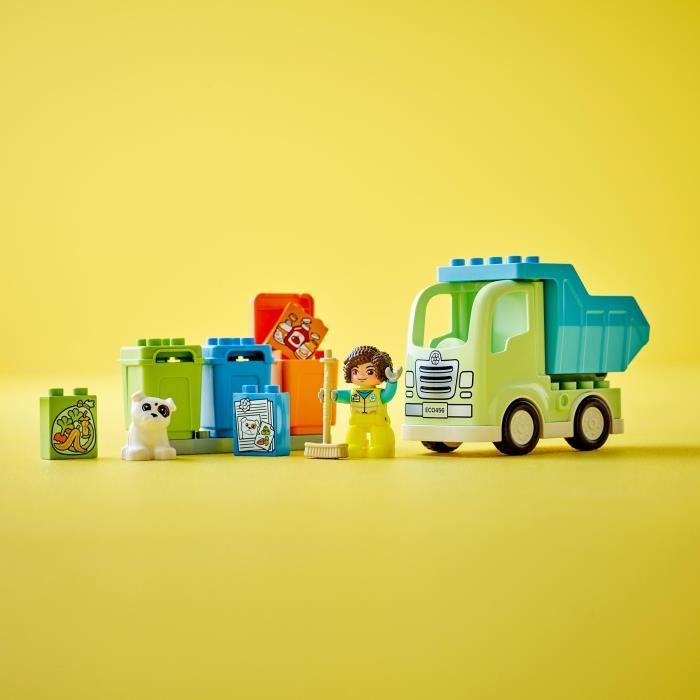 LEGO DUPLO 10987 Le Camion de Recyclage, Jouets Éducatifs et de Tri de Couleurs, Enfants 2 Ans