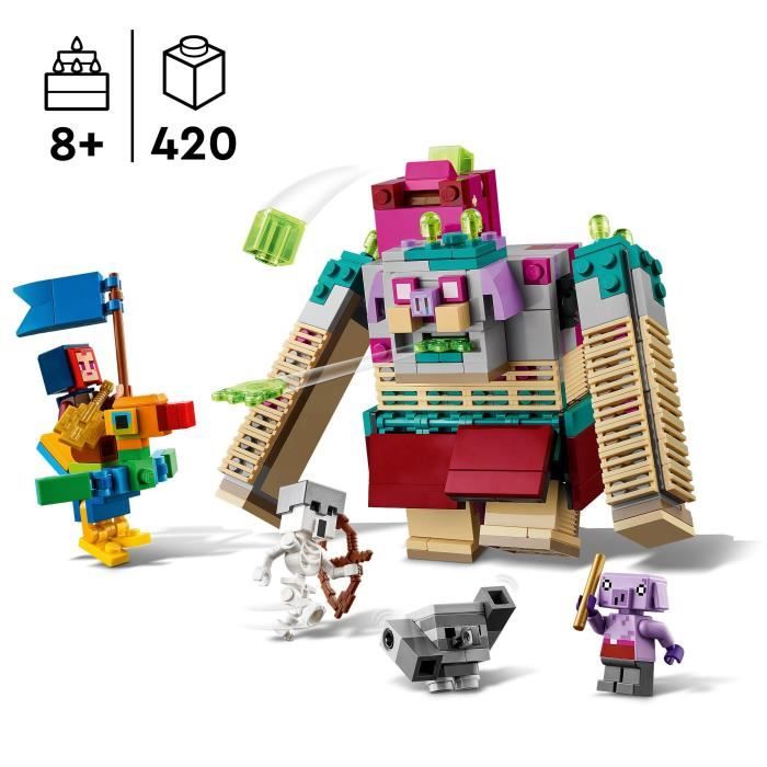 LEGO 21257 Minecraft Legends L'Attaque du Dévoreur, Jouet de Construction de Personnage, Set avec Figurines de Héros