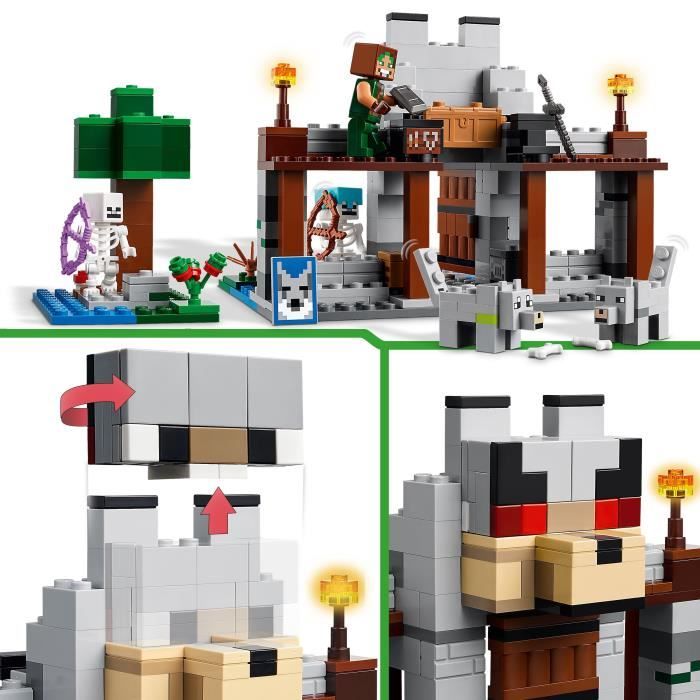 LEGO Minecraft 21261 La forteresse du loup - Jeu d'exploration sur le theme du squelette