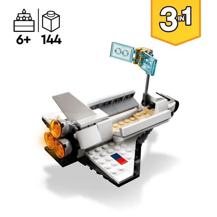 LEGO Creator 3-en-1 31134 La Navette Spatiale, Jouet Figurine Astronaute avec Vaisseau, Enfants 6 Ans