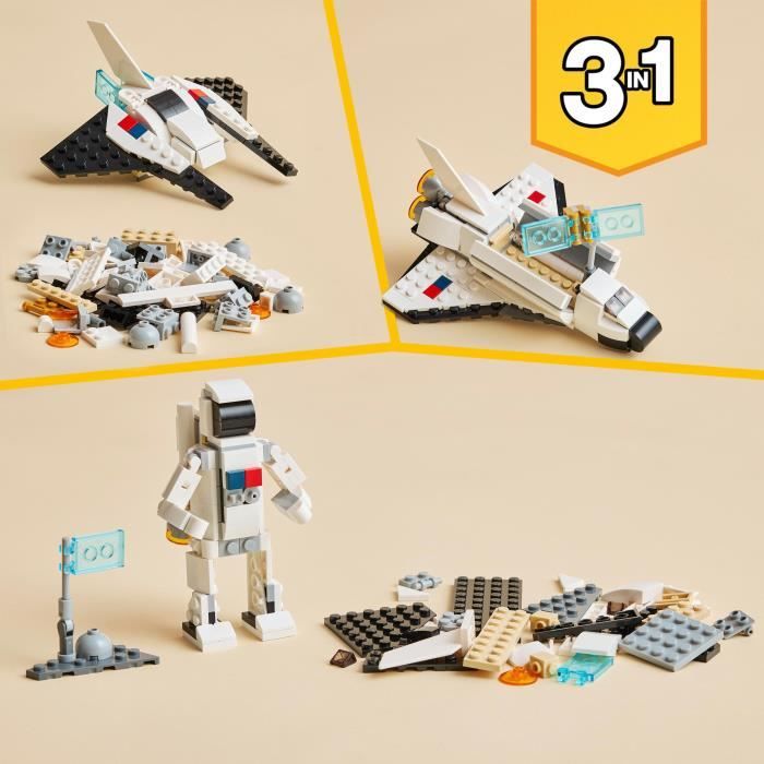 LEGO Creator 3-en-1 31134 La Navette Spatiale, Jouet Figurine Astronaute avec Vaisseau, Enfants 6 Ans