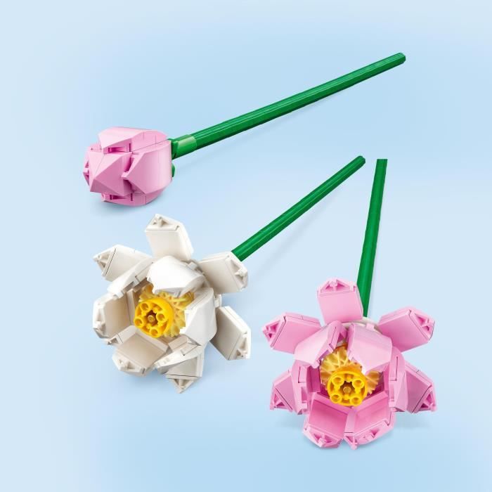 LEGO 40647 Creator Les Fleurs de Lotus, Kit de Construction pour Filles et Garçons Des 8 Ans, avec 3 Fleurs Artificielles