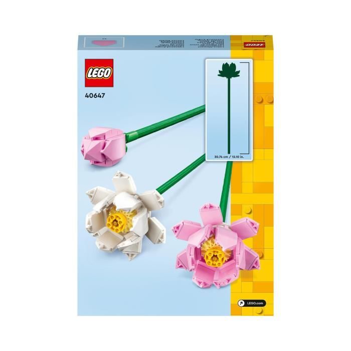 LEGO 40647 Creator Les Fleurs de Lotus, Kit de Construction pour Filles et Garçons Des 8 Ans, avec 3 Fleurs Artificielles