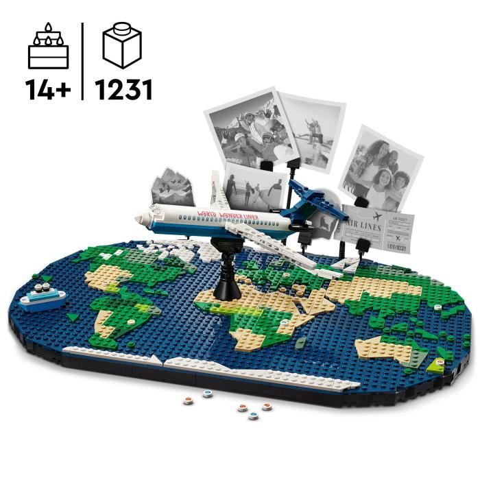 LEGO Family 41838 Souvenirs de Voyages - Carte du Monde - Cadeau pour les Voyageurs