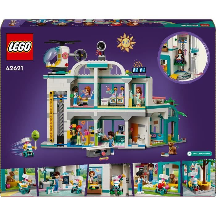 LEGO 42621 Friends L'Hôpital de Heartlake City, Jouet avec Hélicoptere et Figurines incluant Autumn et un Chien