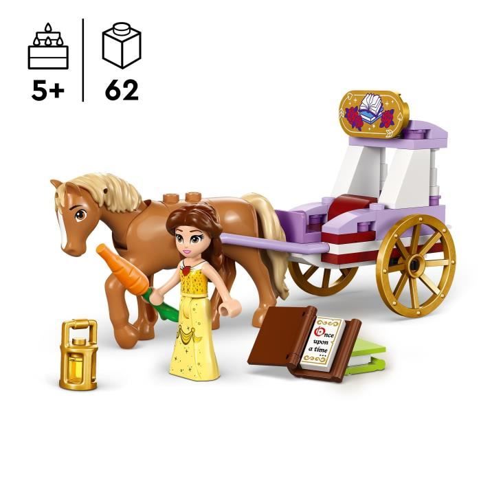 LEGO 43233 Disney Princess L'Histoire de Belle - La Caleche, Jouet avec Mini Poupée Princesse, La Belle et la Bete