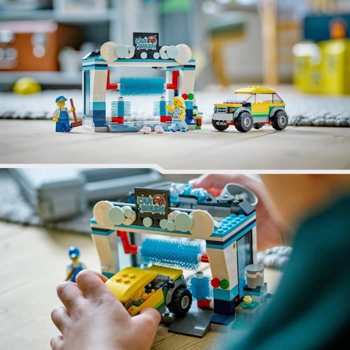 LEGO City 60362 La Station de Lavage, Jouet pour Enfants Des 6 Ans, avec Voiture et Minifigurines