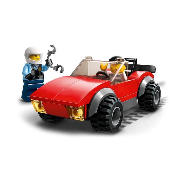 LEGO City 60392 La Course-Poursuite de la Moto de Police, Jouet Voiture de Course et 2 Policiers