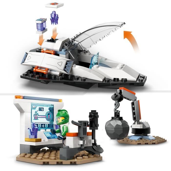 LEGO 60429 City Le Vaisseau et la Découverte de l'Astéroide, Jouet avec 2 Minifigurines d'Astronautes et Figurine Alien