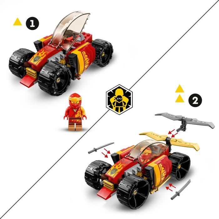 LEGO NINJAGO 71780 La Voiture de Course Ninja de Kai  Évolution, Jouet Voiture, 2-en-1