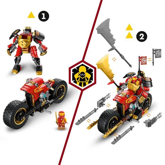 LEGO NINJAGO 71783 La Moto du Robot de Kai  Évolution, Jouet de Ninja, Figurine Robot