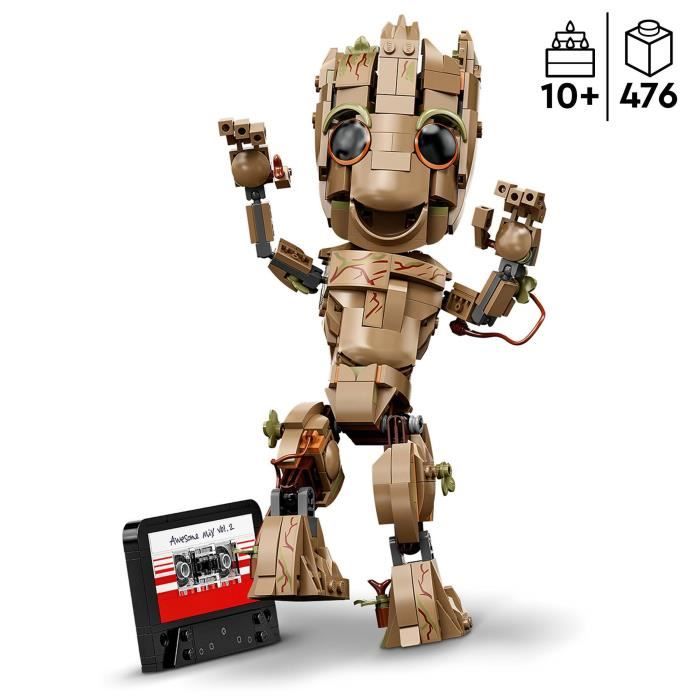 LEGO 76217 Marvel Je s'Appelle Groot, Jouet Marvel et Figurine Bébé Groot, Film Les Gardiens de la Galaxie 2, Enfants Des 10 Ans