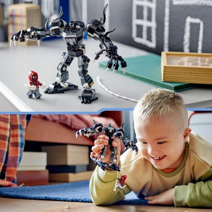 LEGO 76276 Marvel L'Armure Robot de Venom contre Miles Morales, Jouet de Construction avec Minifigurines