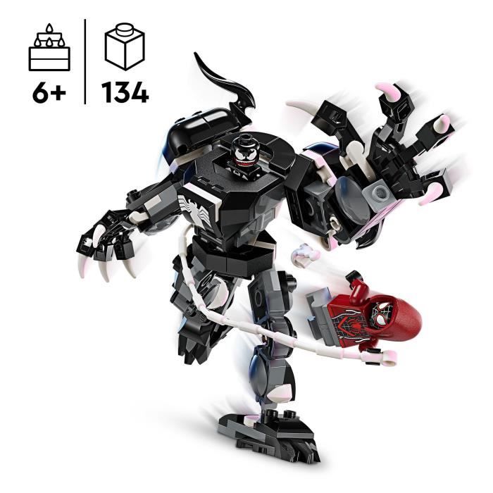 LEGO 76276 Marvel L'Armure Robot de Venom contre Miles Morales, Jouet de Construction avec Minifigurines