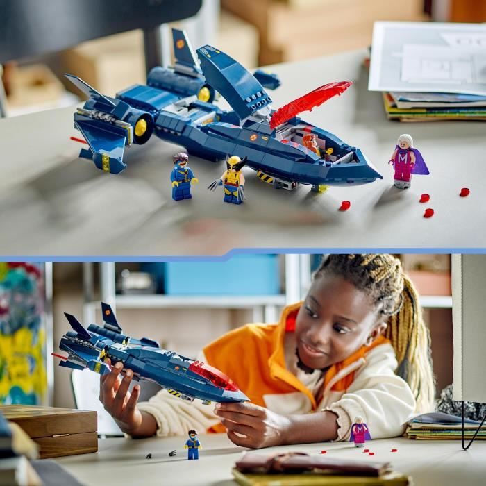 LEGO 76281 Marvel Le X-Jet des X-Men, Jouet d'Avion, Chasseur avec Minifigurines de Super-Héros : Wolverine