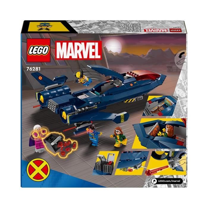 LEGO 76281 Marvel Le X-Jet des X-Men, Jouet d'Avion, Chasseur avec Minifigurines de Super-Héros : Wolverine