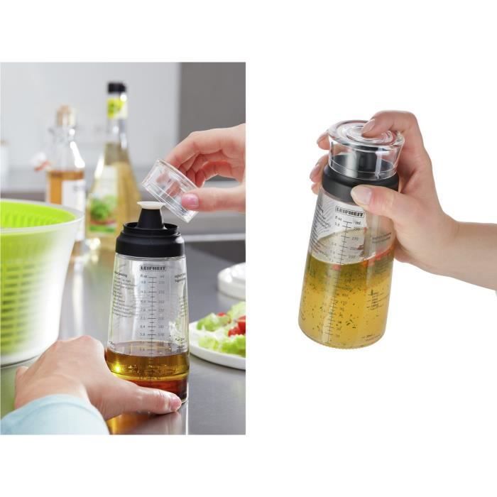 LEIFHEIT Shaker pour assaisonnements 3195 Leifheit shaker vinaigrette gradué de 300 ml avec bec verseur anti-goutte  idéal pour le