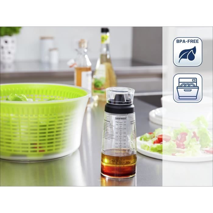 LEIFHEIT Shaker pour assaisonnements 3195 Leifheit shaker vinaigrette gradué de 300 ml avec bec verseur anti-goutte  idéal pour le