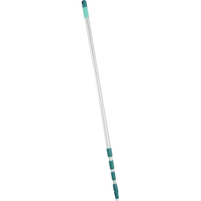 Manche Télescopique 145 a 400 cm 41523 Leifheit, manche a balais réglable et extensible, Click-system , pour nettoyage sols, vitres