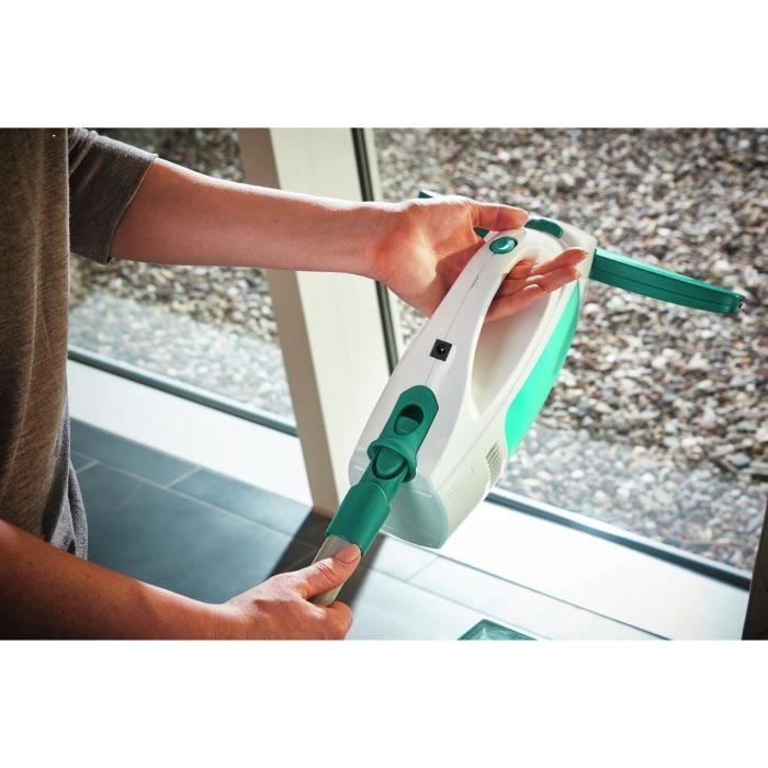 Aspirateur a vitres Dry & Clean avec manche 51001 Leifheit, set nettoyage des surfaces sans trace, nettoyeur vitres 360°