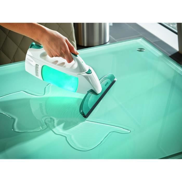 Aspirateur a vitres Dry & Clean avec manche 51001 Leifheit, set nettoyage des surfaces sans trace, nettoyeur vitres 360°