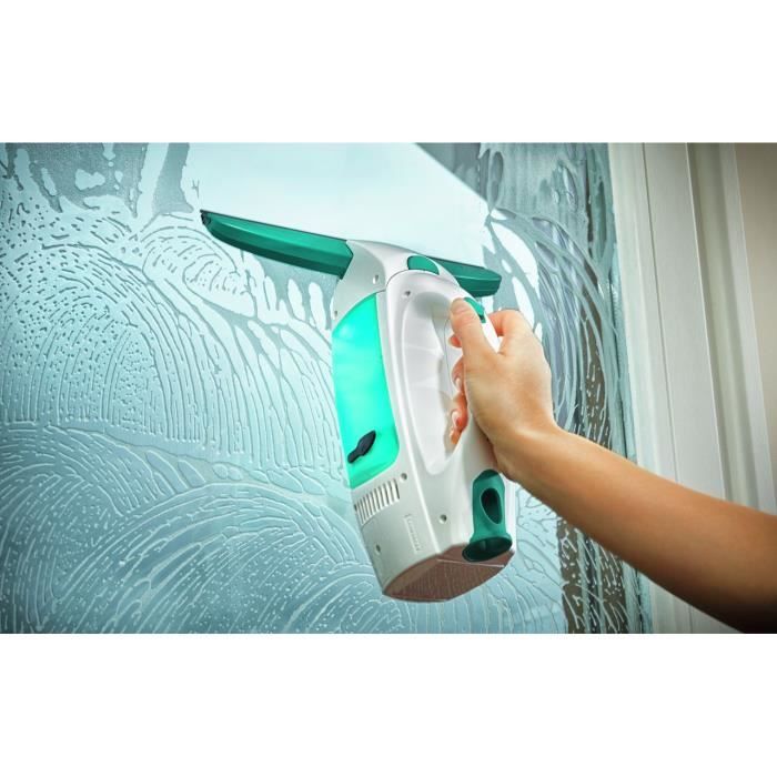 Aspirateur a vitres Dry & Clean avec manche 51001 Leifheit, set nettoyage des surfaces sans trace, nettoyeur vitres 360°