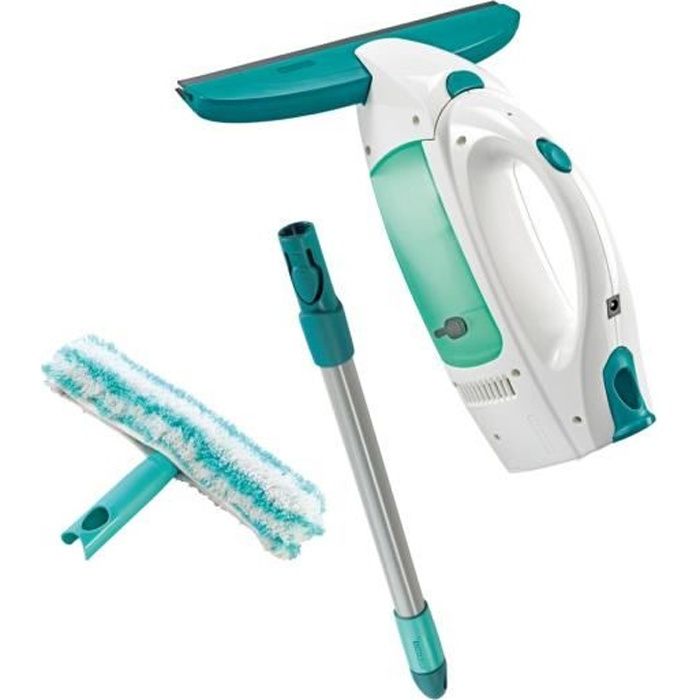 Aspirateur a vitres Dry & Clean avec manche et mouilleur 51003 Leifheit, set nettoyage des surfaces sans trace, nettoyeur vitres