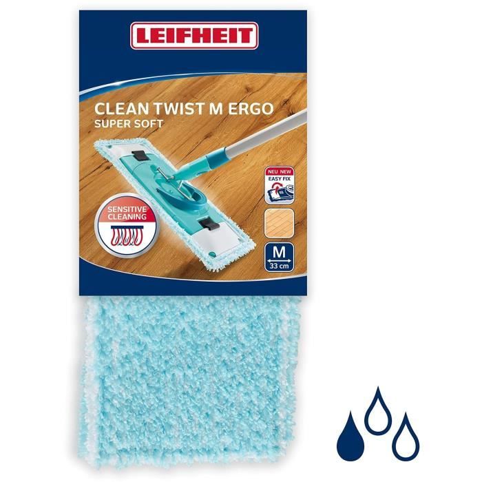 Housse de rechange nettoyante pour balai a plat - LEIFHEIT - Clean Twist M Ergo super soft 52122 - Housse spéciale sols fragiles