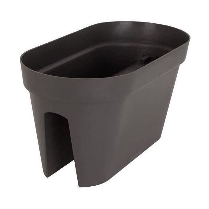 ARTEVASI Jardiniere pour balcon Capri - 30 x 60 x H 30 cm - 26,8 L - Gris anthracite