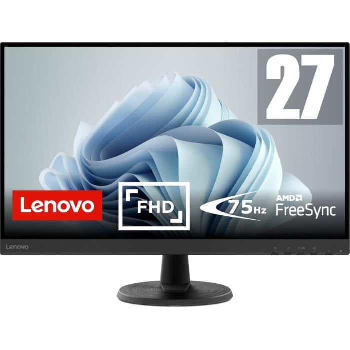 Ecran PC LENOVO D27-40 - 27'' FHD 1920x1080 VA - 75Hz - 4ms - AMD FreeSync - Cable HDMI