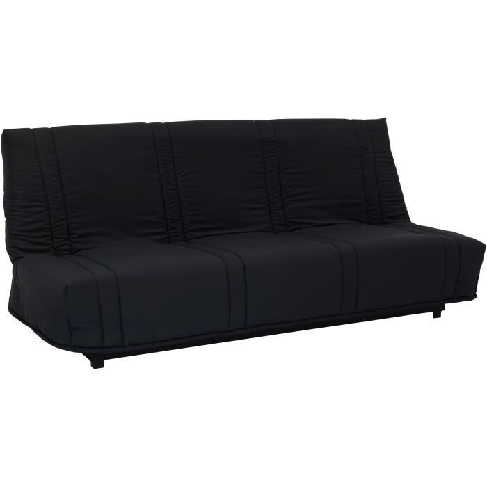 Banquette clic clac 3 places - tissu Noir - Style contemporain - L 193 x P 92 cm - LENA