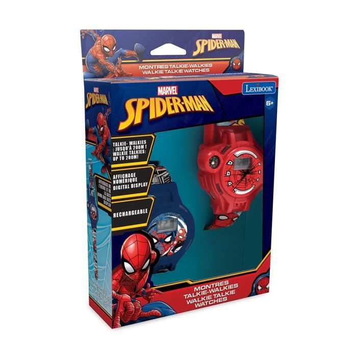 Montre 2 en 1 Walkie-Talkie SpiderMan 200m - LEXIBOOK - Rouge - Pour Enfant des 3 ans - Licence Spiderman