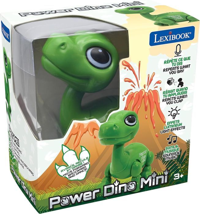 Power Puppy Mini - Robot dinosaure avec effets lumineux et sonores, contrôle par claquement de main, répétition