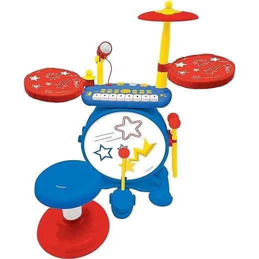 Lexibook - Batterie électronique pour enfant - Lumineuse - Complete avec clavier, cymbales et tabouret - Dés 3 ans