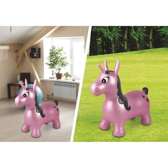 LEXIBOOK - Licorne Sauteuse Gonflable Rose - 3 ans et +