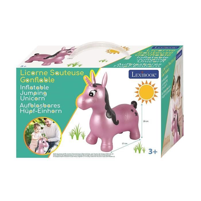 LEXIBOOK - Licorne Sauteuse Gonflable Rose - 3 ans et +