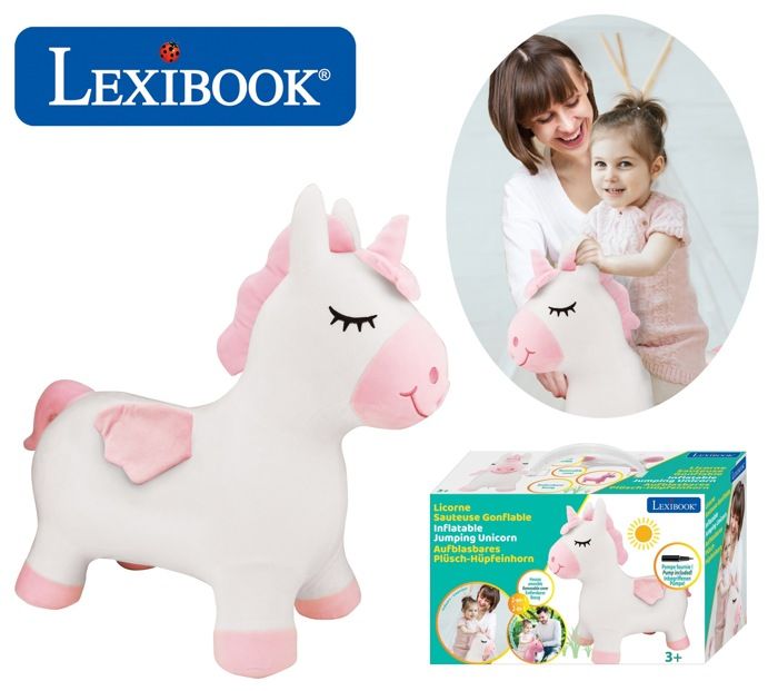 Porteur - LEXIBOOK - Licorne Sauteuse Gonflable en Peluche - Housse Amovible - Pour Enfant a partir de 3 ans